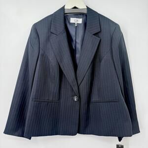 women Le Suit New with Tags Navy Blue Striped Blazer 16W